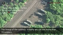 Drone footage Russian tanks 10 miles from Ukrainian frontline