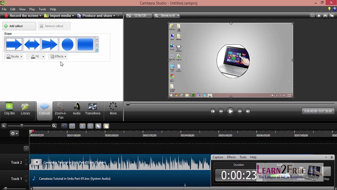 Camatasia  Studio Tutorial in Urdu Part-02