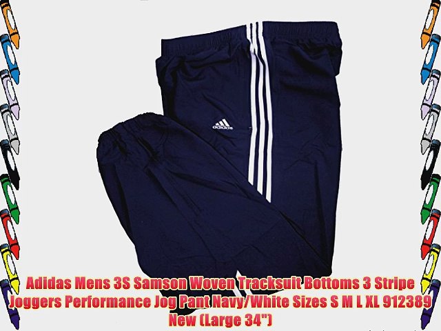 Adidas Mens 3S Samson Woven Tracksuit Bottoms 3 Stripe Joggers Performance  Jog Pant Navy/White - video Dailymotion