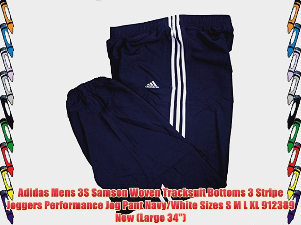Adidas Mens 3S Samson Woven Tracksuit Bottoms 3 Stripe Joggers Performance Jog Pant Navy/White