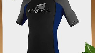 O'Neill Men's Skins Short Sleeve Crew Rash Guard Nylon Elastane Shirt - Black/Deep Sea/Graphite