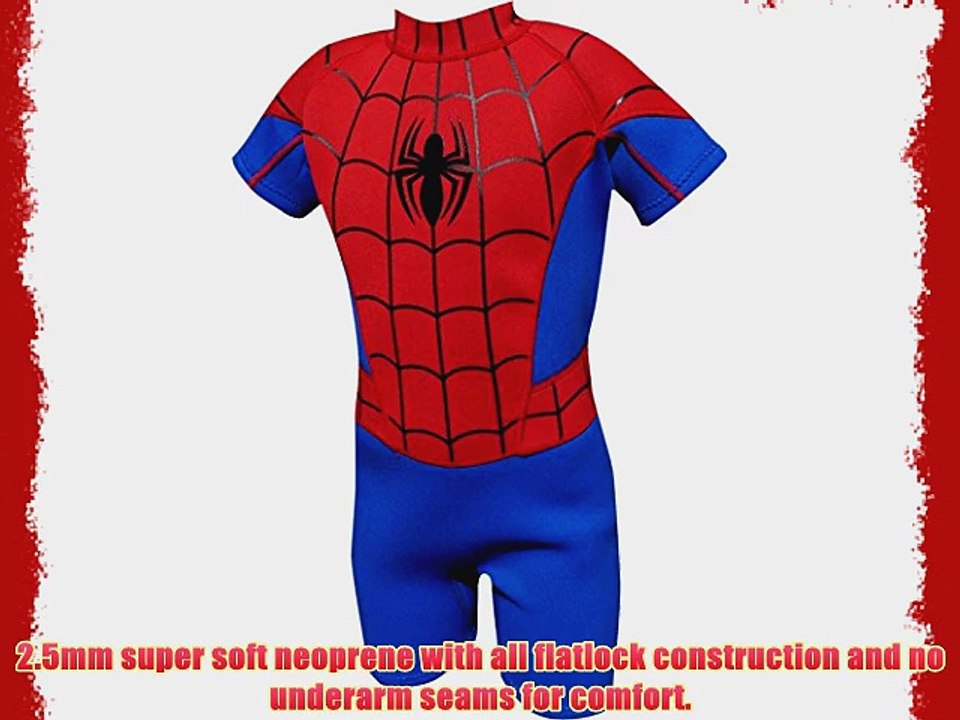 Marvel Kids Spiderman Shortie Age Range Wetsuit - Blue/Red 3-4 Years