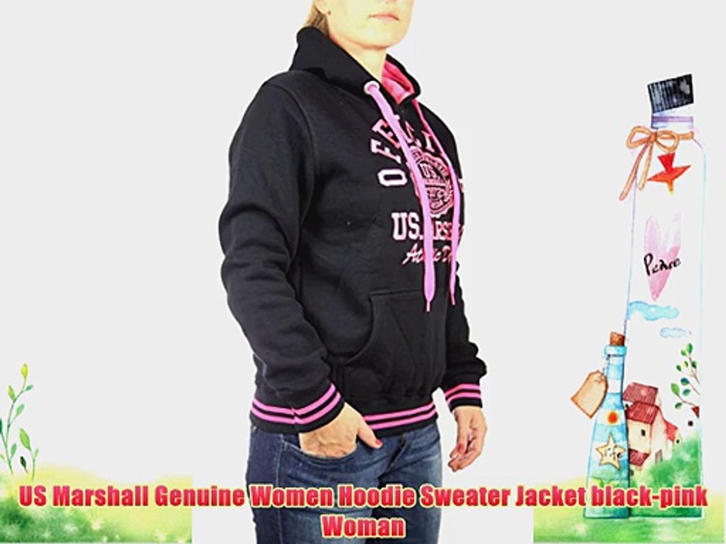 ⁣US Marshall Genuine Women Hoodie Sweater Jacket black-pink Woman