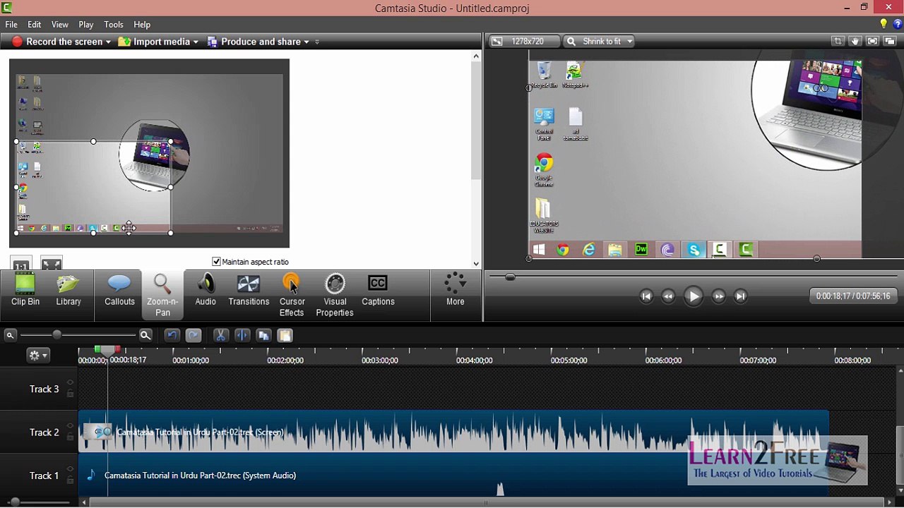 Camatasia  Studio Tutorial in Urdu Part-05