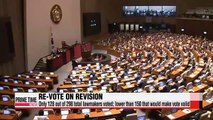 Revote on vetoed revision on parliamentary law invalidated due to lack of attendance
