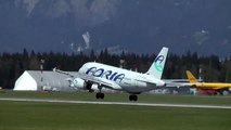 Adria Airways Airbus A319-132 crosswind landing training at Brnik airport HD