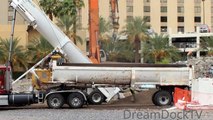 BIG RIGS DUMPING GRAVEL FRAMELESS TRAILER LAS VEGAS DEMOLITION SITE