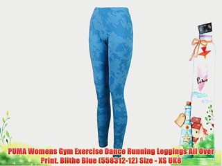 PUMA Womens Gym Exercise Dance Running Leggings All Over Print. Blithe Blue (558312-12) Size