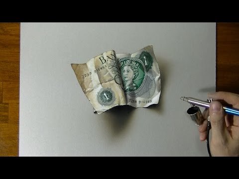 How to Draw an old One Pound Note - Drawing Time Lapse - 3D Art