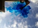 Slow motion food color drop in water