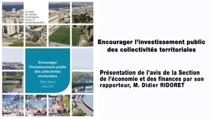 Encourager l’investissement public des collectivités territoriales - cese