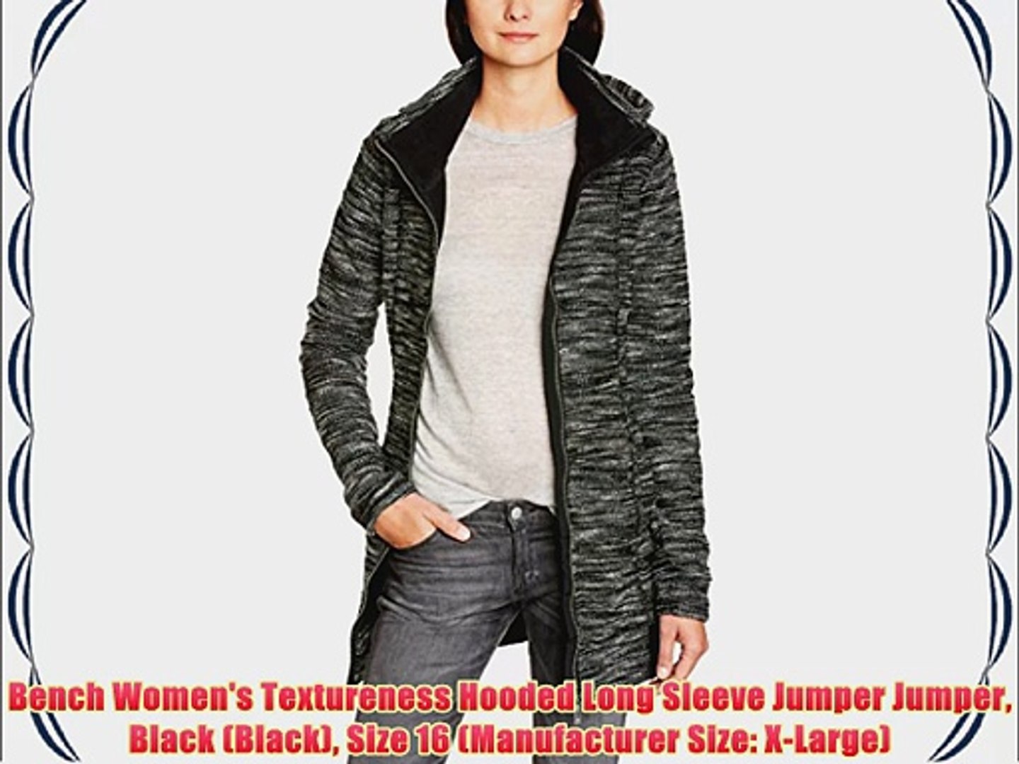 Bench Women S Textureness Hooded Long Sleeve Jumper Jumper Black