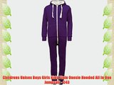 Childrens Unisex Boys Girls Kids Plain Onesie Hooded All In One Jumpsuit - C43