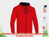 Under Armour Mens Rival Full Zipped Hoody Long Sleeve Hooded Top Jumper Jacket Red L