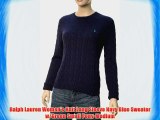 Ralph Lauren Women's Knit Long Sleeve Navy Blue Sweater w/Green Small Pony-Medium