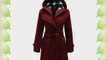 The Orange Tag Womens Belted Button Coat New Ladies Hooded Military Jacket Wine 12