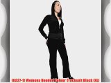 (6327-1) Womens Hooded Velour Tracksuit Black (XL)