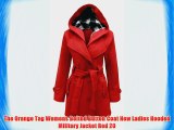 The Orange Tag Womens Belted Button Coat New Ladies Hooded Military Jacket Red 20