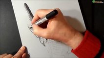 Cool Trick Art on Paper, Drawing 3D Crocodile