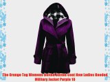 The Orange Tag Womens Belted Button Coat New Ladies Hooded Military Jacket Purple 18