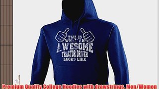 THIS IS WHAT AN AWESOME TRACTOR DRIVER LOOKS LIKE (L - NAVY) NEW PREMIUM HOODIE - slogan funny