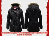 Womens Military Brave Soul Fur Hood Long Sleeve Parka Jacket Size 10-16 (12 Khaki)