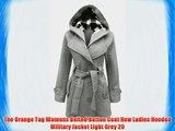 The Orange Tag Womens Belted Button Coat New Ladies Hooded Military Jacket Light Grey 20