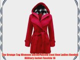 The Orange Tag Womens Belted Button Coat New Ladies Hooded Military Jacket Fuschia 18
