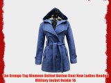 The Orange Tag Womens Belted Button Coat New Ladies Hooded Military Jacket Denim 16