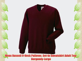 Mens Russell V-Neck Pullover Set-in Sweatshirt Adult Top-Burgundy-Large