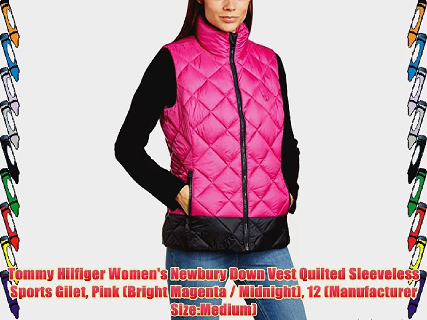 Tommy Hilfiger Women's Newbury Down Vest Quilted Sleeveless Sports Gilet  Pink (Bright Magenta - video Dailymotion