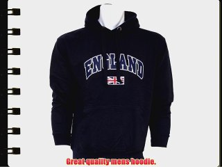 Mens England Union Jack Hooded Sweatshirt Jumper/Hoodie (L - 42inch - 44inch) (Navy)