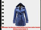 The Orange Tag Womens Belted Button Coat New Ladies Hooded Military Jacket Denim 12