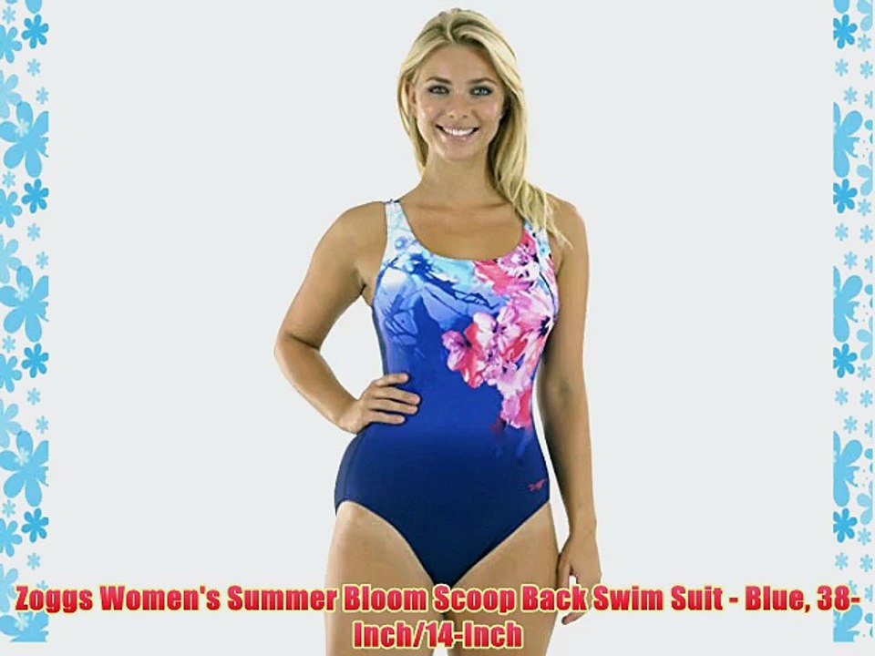 Zoggs Women's Summer Bloom Scoop Back Swim Suit - Blue 38-Inch/14-Inch
