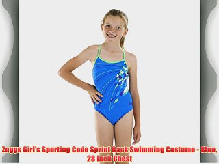 Zoggs Girl's Sporting Code Sprint Back Swimming Costume - Blue 28 Inch Chest