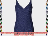 Yoursclothing Plus Size Womens Polka Dot Skirted Swimsuit With Tummy Control Size 24 Blue