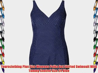 Tải video: Yoursclothing Plus Size Womens Polka Dot Skirted Swimsuit With Tummy Control Size 24 Blue