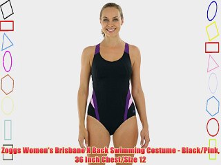 Zoggs Women's Brisbane X Back Swimming Costume - Black/Pink 36 Inch Chest/Size 12