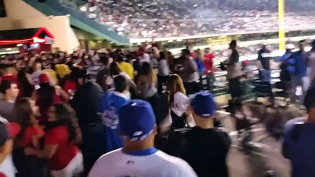 Dodgers vs Angels - Fans Fighting at Angela Stadium - 8-27-2014