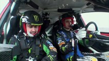 Ken Block tests for 5th win at the 2010 100 Acre Wood Rally in the Monster Energy Ford Fiesta