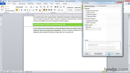MS Word  Keeping text together through page breaks