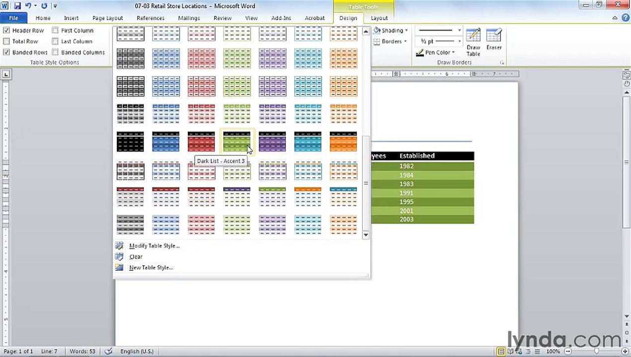 MS Word Formatting tables for readability