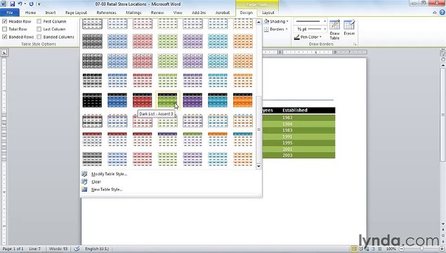 MS Word Formatting tables for readability