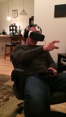 Man playing virtual reality headset and screaming! Samsung Gear VR