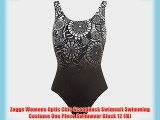 Zoggs Womens Optic Chic Scoopback Swimsuit Swimming Costume One Piece Swimwear Black 12 (M)