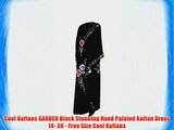 Cool Kaftans GARDEN Black Stunning Hand Painted Kaftan Dress 14- 38 - Free Size Cool Kaftans