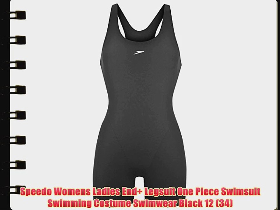 Speedo Womens Ladies End  Legsuit One Piece Swimsuit Swimming Costume Swimwear Black 12 (34)