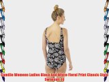 Camille Womens Ladies Black And White Floral Print Classic Style Swimsuit 16