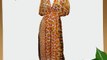 La Leela V_neck Giraffe Skin Printed Sheer Chiffon Long Beach Cover up Orange