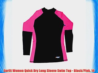 Surfit Women Quick Dry Long Sleeve Swim Top - Black/Pink 14